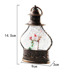 Linterna de bolas de nieve navideñas, bola de nieve cilíndrica con purpurina, bolas de nieve navideñas de bronce, linterna con decoración de