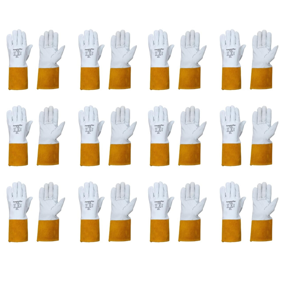 2Xl Cowhide Mig Welding Gloves 12 Pairs Pack Heavy Duty Heat Resistant Extended Cuff For Men And Women 9073542201175