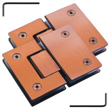 Glass Shower Door Hinges 2 Pack 304 Stainless Steel TwoWay 180 Swing Glossy 8K Rose Gold Finish
