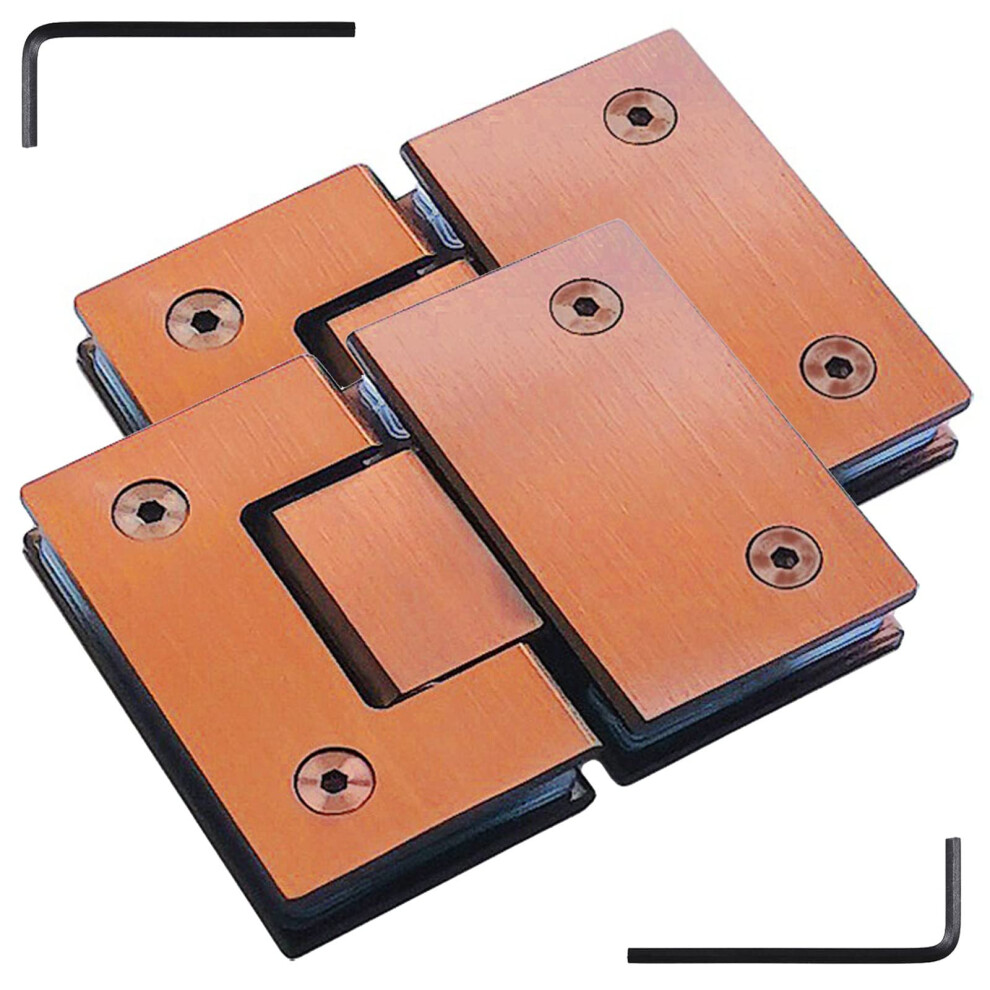 Glass Shower Door Hinges 2 Pack 304 Stainless Steel Twoway 180 Swing Glossy 8K Rose Gold Finish 9073542201250