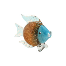 Artistic Handmade Glass Kiss Fish Sculpture Elegant-brown fish