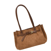 Korean Retro Suedes Shoulder Bag Lightweight Underarm-brown