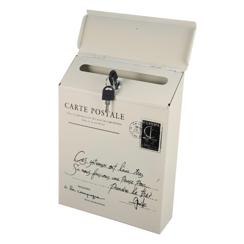 Vintage Wall Mounted Mail Box with Lock, Rustic Iron Lockable Suggestion Box for Home or Office
