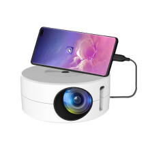 Mini projecteur LED HD YT200 320 x 180P, alimenté par USB, compatible avec la duplication d'écran filaire (blanc)