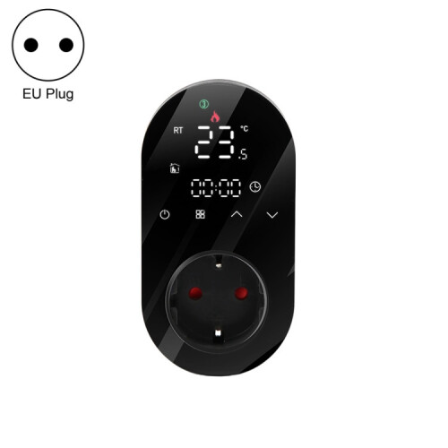 Θερμοστάτης LED τύπου υποδοχής BHT12-EW με WiFi, Ευρωπαϊκό πρότυπο (Μαύρο)