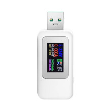 Instrument de mesure de tension numérique KWS-MX18, testeur de chargeur USB à écran couleur (blanc)