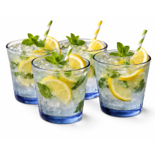 Duralex Prisme Tumblers 27.5cl Set of 4 Blue Drinking Glasses Durable Juice Water Soft Drink Tumblers Everyday Home Kitchen Glassware