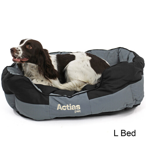 Actiaspet Large Grey/Black Waterproof Round Dog Bed