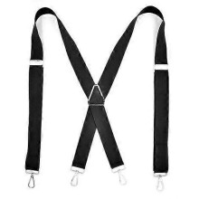 Men's Thin Suspenders Strong Elastic & 4 Extra Strong X Clips - Adjustable Size Up to 120cm