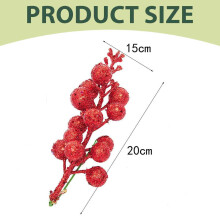 Tulpini de fructe de pădure cu sclipici de Crăciun, agrafe artificiale de Crăciun de 7,8 inch compatibile cu ornamente de brad de Crăciu