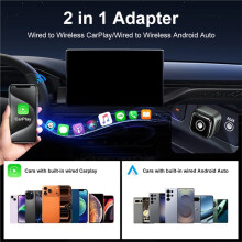 Adaptateur USB CarPlay Sans Fil 2 en 1 pour Android Auto : -Boîtier Intelligent Plug & Compatible avec la Plupart des Modèles de Voitures