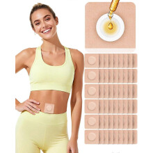 54PCS Castor Oil Patches for Belly Button, Castor Oil Pack Wrap Disposable Self-Adhesive, Organic Cotton, Leak-Proof & Breathable, No Wash - Square,