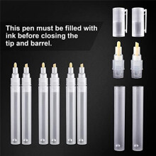 24 Pacote 6 mm 3 mm Vazio Preenchível Tinta em Branco Canetas de Retoque Marcadores de Cabeça Redonda Canetas Marcadoras de Tinta Canetas de Tinta