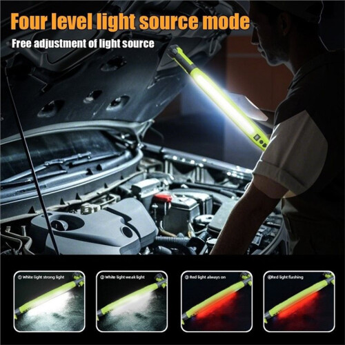 Magnetic LED Work Light Rechargeable with Rotating Base and Hooks for Outdoor Use