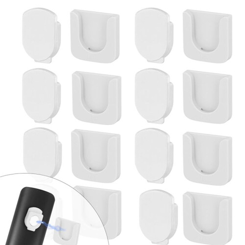8Pcs Magnetic Remote Control Holder, Self-Adhesive White Remote Holder Wall Mount Slot Design Remote Control Mount 1
