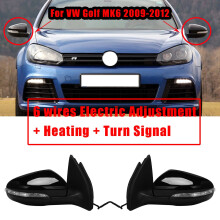 Conjunto De Espejo Retrovisor De La Puerta Lateral Izquierda LH 6 LíNeas Para MK6 2009-2012 Con Ajuste EléCtrico / CalefaccióN Negro