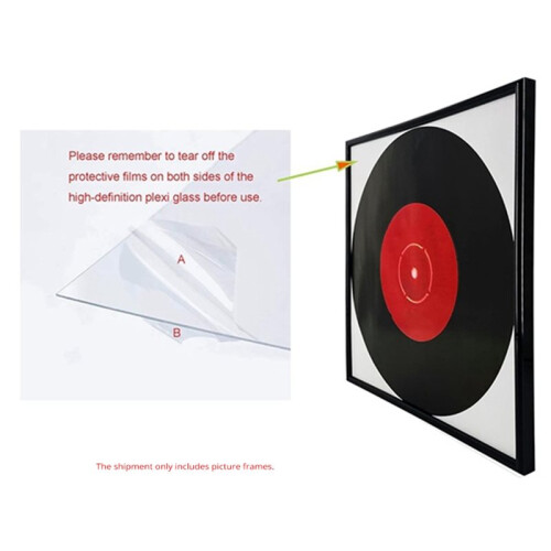 Black Music Record Album Frame 2-Pack, Display 12"X12" Vinyl LP Covers, Includes Hanger 2