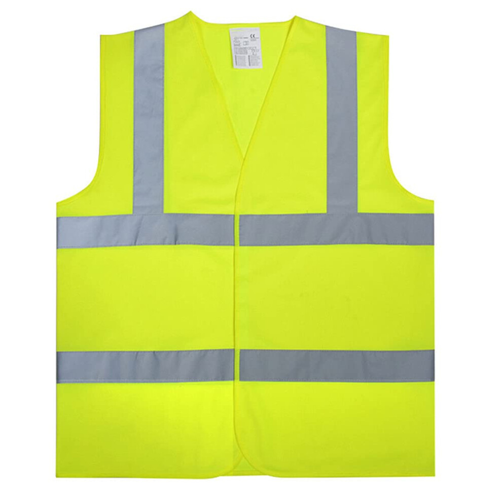 Reflective Safety Vest Yellow Large Ansi Compliant Visibility Design For Construction Workers 9330225540175