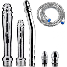 Douche à lavement 3 pièces avec 3 pommeaux de douche, kit de douche pour hommes + flexible de douche de 150 cm (argenté) 1