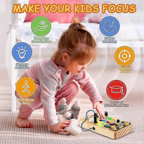 Portable Bus Board With Light Button, Lightweight Puzzle Travel Toy 2