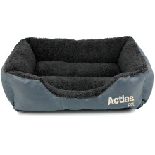 Actiaspet Small Grey Faux Fur Dog Bed Waterproof