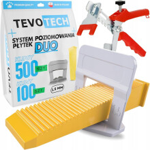 TevoTech DUO Fliesen-Nivelliersystem Set Klips + Keile + Zange 1,5 mm