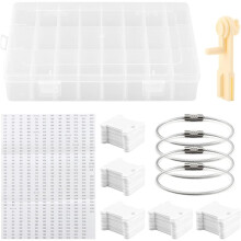 Embroidery Floss Organizer Storage Box Tools, 1 Bobbin Winde-R, 1 Removable 24 Compartments for DIY Embroidery
