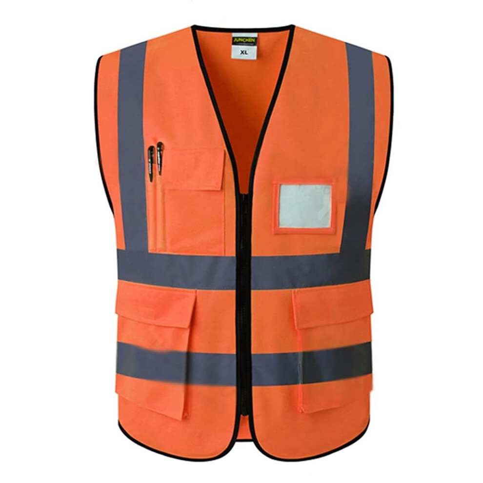 Red Reflective Safety Vest Breathable Visibility Work Vest With Multi Pockets For Running And Cycling 9330225540557