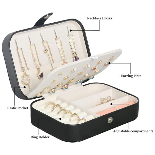 Scatole organizer da viaggio a 2 strati per gioielli, compatibili con donne e ragazze, in PU 2