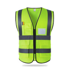 Reflective Safety Vest Yellow 28 inch, Visibility Work Vest with Pockets, Breathable Lightweight Fabric
