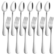 Set of 12, Stainless Steel Dinner Forks and Spoons, Find Top Heavy-Duty Forks (8 Inch) and Spoons (7 Inch) Cutlery Set