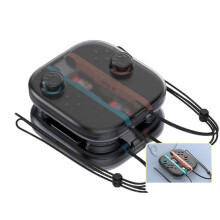 Crystal storage case compatible Nintendo Switch 2 Joy-Con controllers, scratch-resistant travel case with 2 game card slots (transparent black).