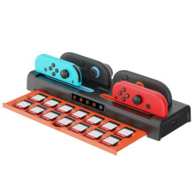 The ipega charging dock/stand compatible Nintendo Switch 2 / Switch Joy-Con controllers supports game cartridge storage.