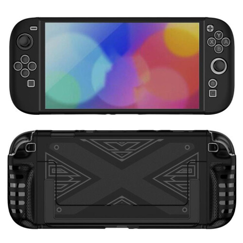 compatible Nintendo Switch 2 Detachable X-pattern Protective Case with Holder(Black)