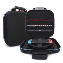 compatible Nintendo Switch Double Fitness Ring Storage Bag EVA Portable Hard Shell Host Package Accessories(Black)