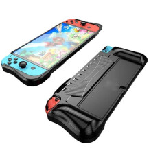 TPU protective case compatible Switch OLED console with 2 game card slots (black)