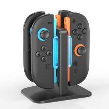 compatible Nintendo Switch 2 OIVO IV-SW342 4 in 1 Game Controller Magnetic Charging Stand(Black)