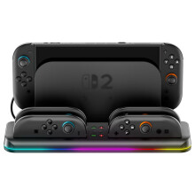compatible Nintendo Switch 2 OIVO VG-SW205 Gaming Console Storage Magnetic Charging Stand with RGB Lights(Black)