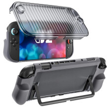 Compatible with Nintendo Switch 2, full-coverage crystal case (top and bottom cover), does not affect the use of the stand/dock (gray full-coverage).