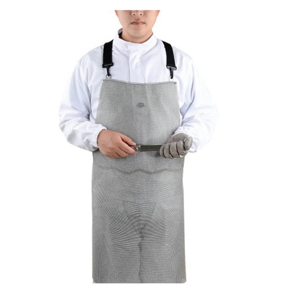 Cut Resistant Apron Stainless Steel Mesh Chainmail For Meat Processing Safety Anti Cut Protection 55X70cm Silver 9330225540755