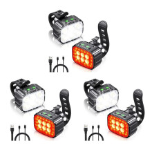 3X Superhelles Fahrradlicht-Set, USB-Wiederaufladbares LED-Fahrradlicht, Fahrradlicht für Nachtfahrten, Fahrrad-Front- und Rücklicht