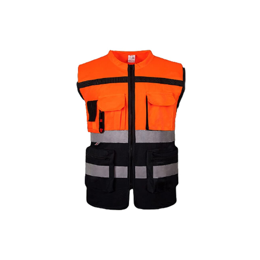 Reflective Safety Vest Orange With Pockets, Breathable Mesh Visibility Vest For Construction And Running 9330225540861