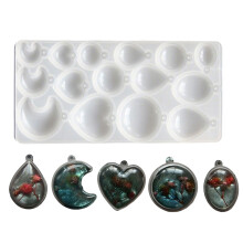 Heart Oval Moon Round Pendant Silicone Craft Molds For Resin