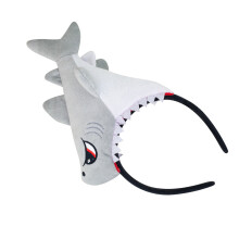 Fun Shark Design Hairband for Theme Parties Soft Fabric-Gray