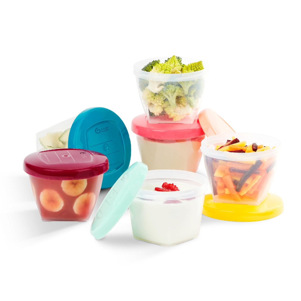Babymoov Babybol Airtight Baby Food Storage Containers, 180 Ml, Pack Of 6, Multicolor