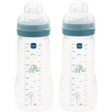 MAM Easy Active Bottles | 2 Pack (2 x 330ml) | Fast Flow MAM Teats Size 3 | Baby