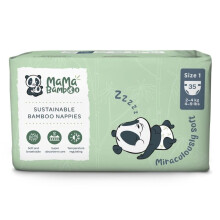 Mama Bamboo Soft Newborn Eco Sustainable Nappies (Size 1) - Chlorine-Free Hypoallergenic (35 pcs per pack)