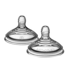 Tommee Tippee Advanced Anti-Colic Baby Bottle Teats, Medium Flow for 3m+, Pack of 2 Breast-Like Teats for a Natural Latch, BPA Free Soft Silicone
