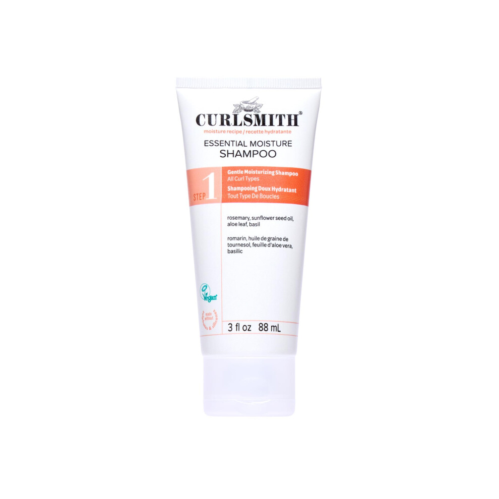 Essential Moisture Cleanser, Gentle Nourishing Shampoo For Wavy, Curly And Coily Hair, Vegan, Trial Or Travel Size (88Ml) Curlsmith