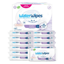 WaterWipes Sensitive+ Soothing Wipes, 720 Count (12 Packs), 3-In-1 Cleans, Cares, Soothes, 99% Water with Botanical Extract, Unscented Baby Wipes